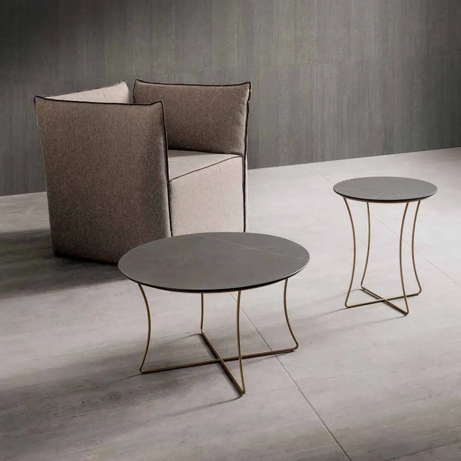 Coffee Table in Painted Metal with Hpl Top Made in Italy - Numbo Viadurini