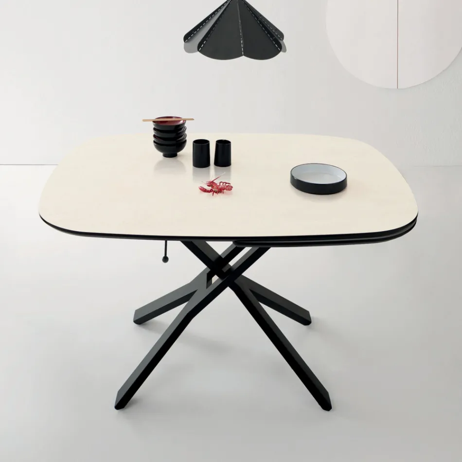 Convertible Extendable Coffee Table in Metal and Ceramic - Gioacco Viadurini