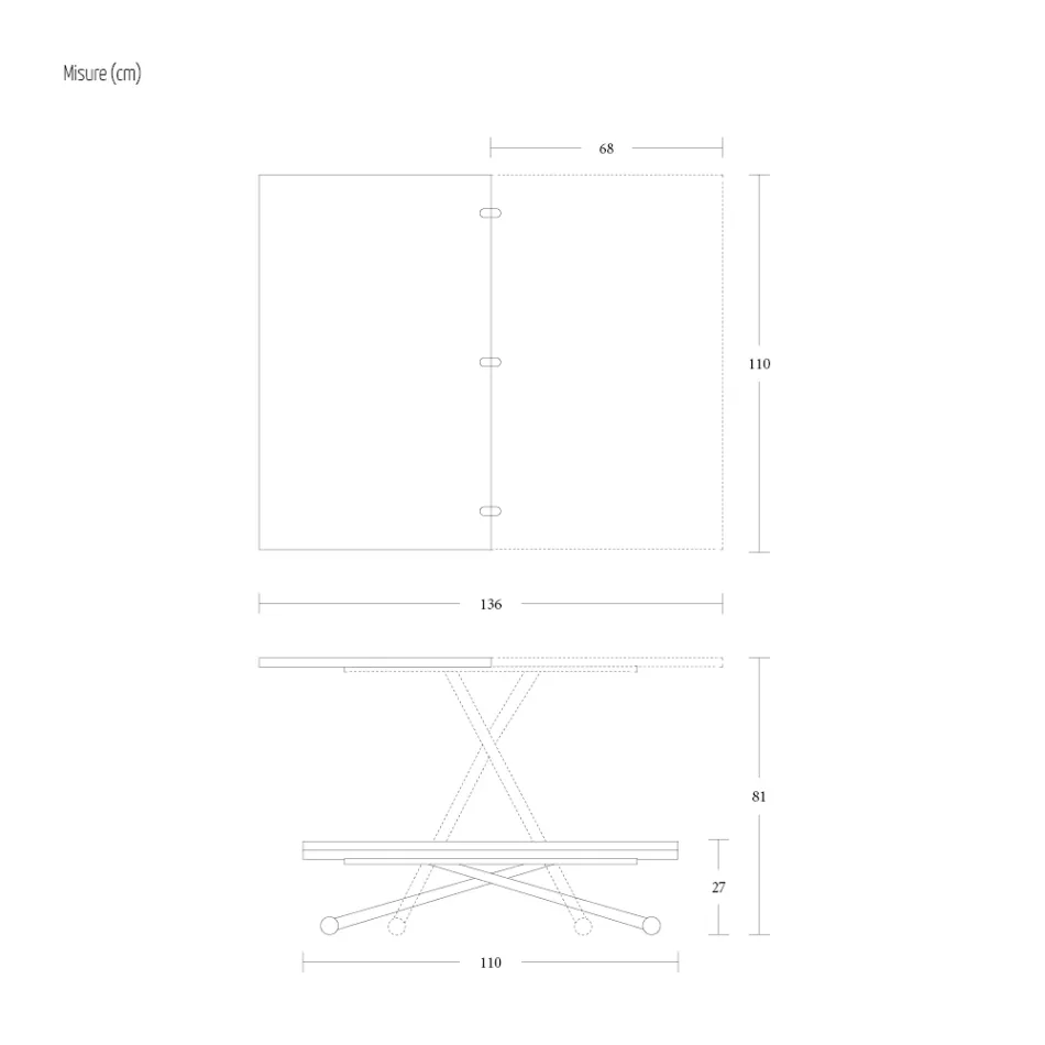 Transformable Coffee Table in Metal and Wood Made in Italy - Veneris Viadurini