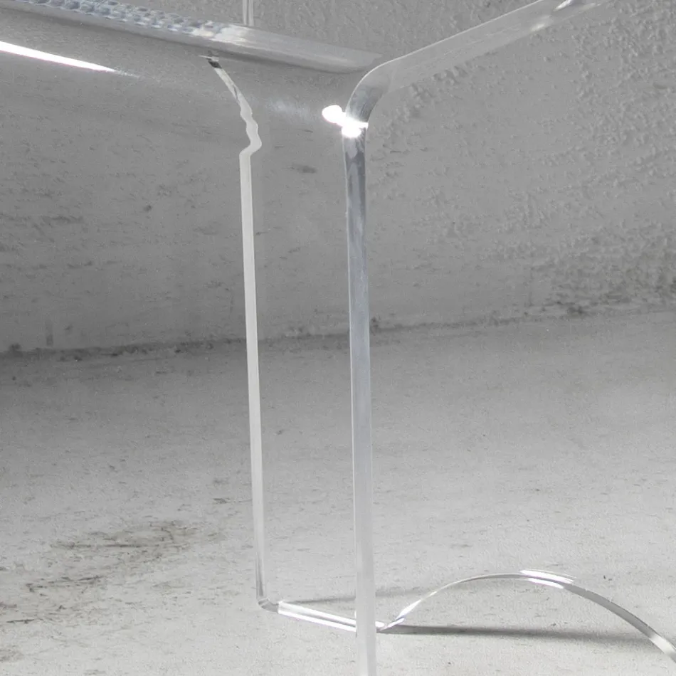Coffee Table Stool Crystal Transparent Acrylic Minimal Italian - Plarco Viadurini