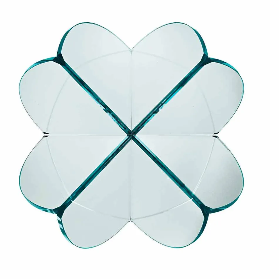 Lounge Coffee Table with Transparent Glass Flower and Acid Base 3 Sizes - Fiorella Viadurini