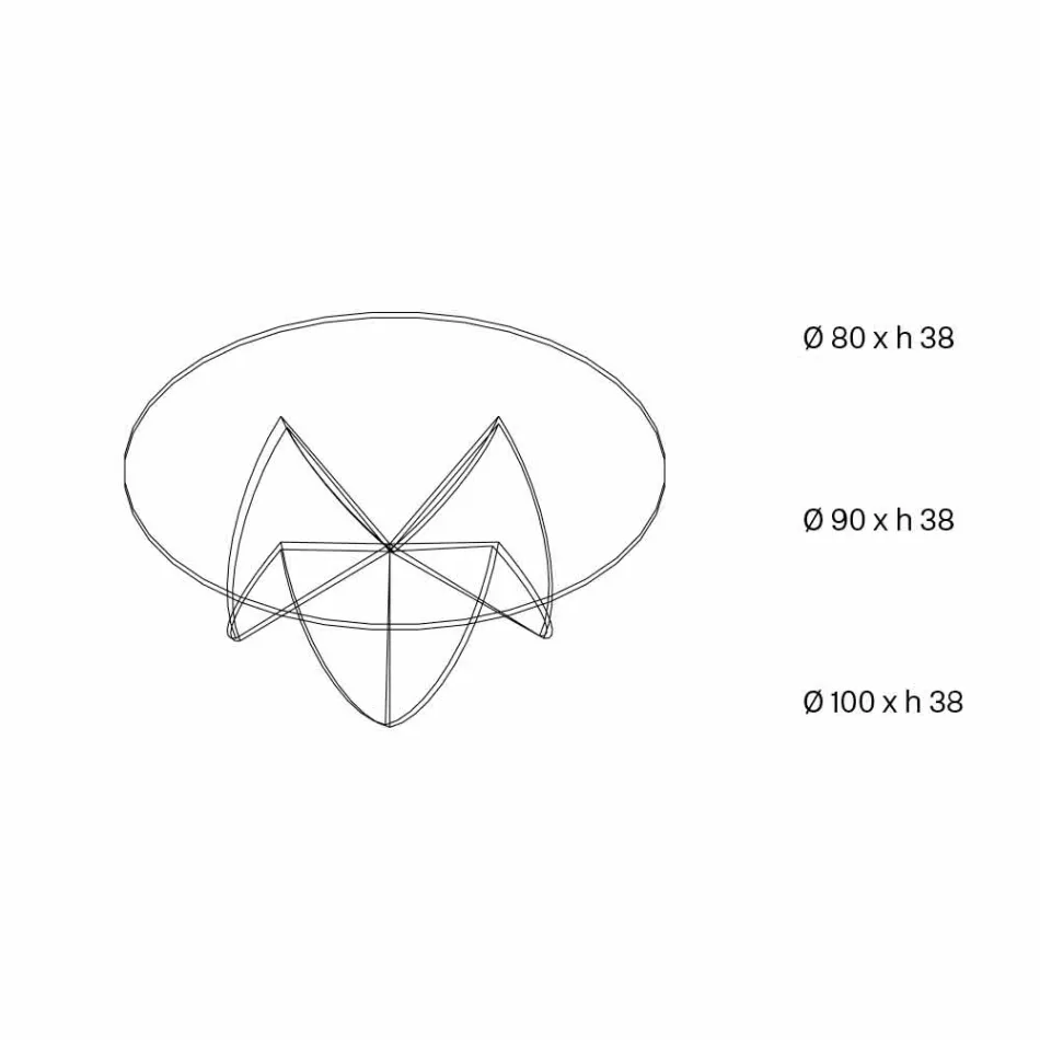 Lounge Coffee Table with Transparent Glass Flower and Acid Base 3 Sizes - Fiorella Viadurini