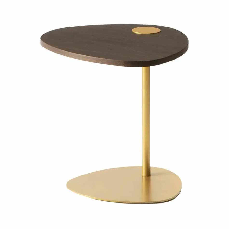 Lounge Coffee Table in Metal and Wooden Top, Luxury Design - Yassine Viadurini