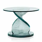 Lounge Coffee Table in Transparent Spiral Glass and Rotating Base - Spirulo Viadurini