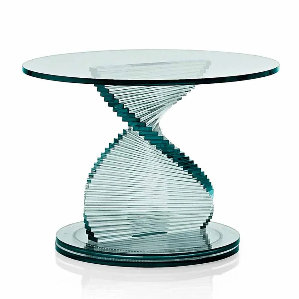 Lounge Coffee Table in Transparent Spiral Glass and Rotating Base - Spirulo Viadurini
