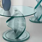 Lounge Coffee Table in Transparent Spiral Glass and Rotating Base - Spirulo Viadurini