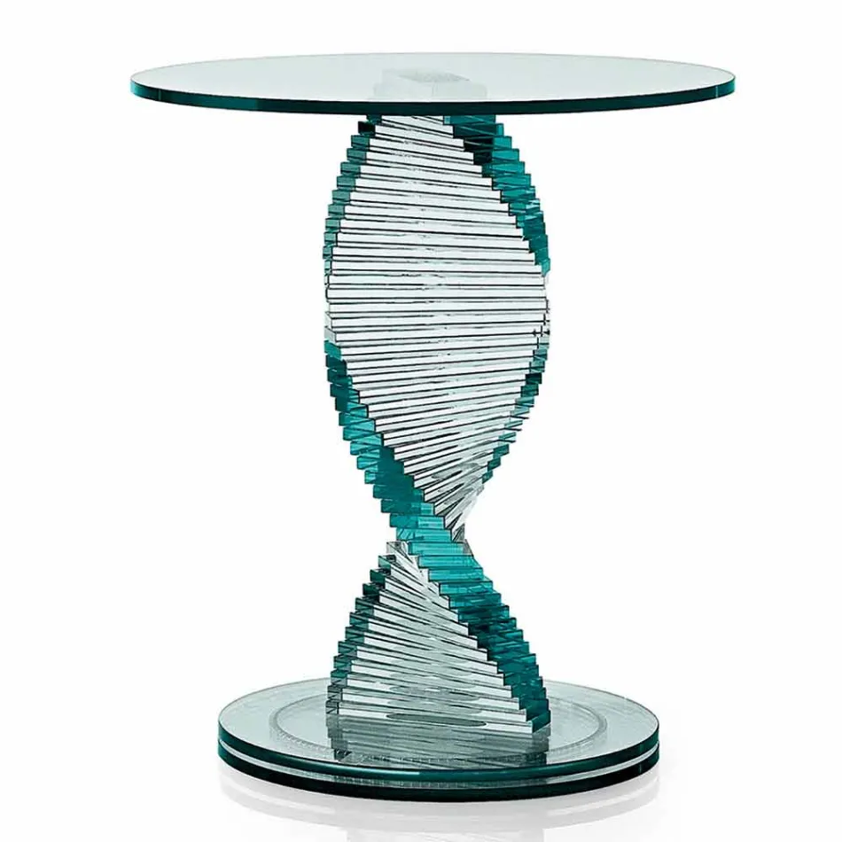Lounge Coffee Table in Transparent Spiral Glass and Rotating Base - Spirulo Viadurini