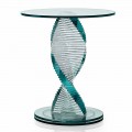Lounge Coffee Table in Transparent Spiral Glass and Rotating Base - Spirulo