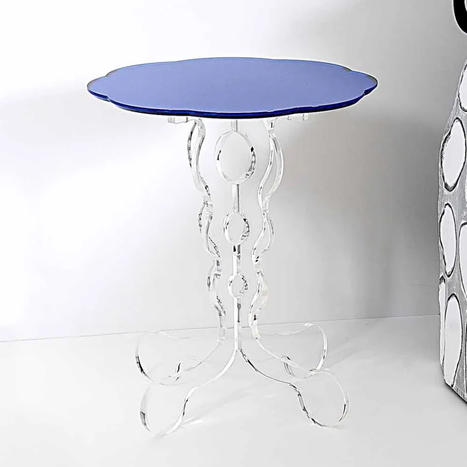 Round blue coffee table diameter 36 cm modern design Janis, made in Italy Viadurini