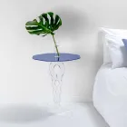 Round blue coffee table diameter 50 cm modern design Janis, made in Italy Viadurini