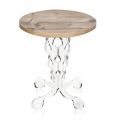 Round Coffee Table in Plexiglass and Oak Top 2 Dimensions - Phosphorus