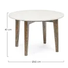 Round Coffee Table for Lounge in Marble and Mango Wood - Desiderio Viadurini