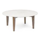 Round Coffee Table for Lounge in Marble and Mango Wood - Desiderio Viadurini