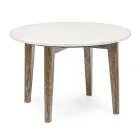 Round Coffee Table for Lounge in Marble and Mango Wood - Desiderio Viadurini