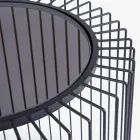 Round Coffee Table in Painted Steel and Tempered Glass - Apuleio Viadurini