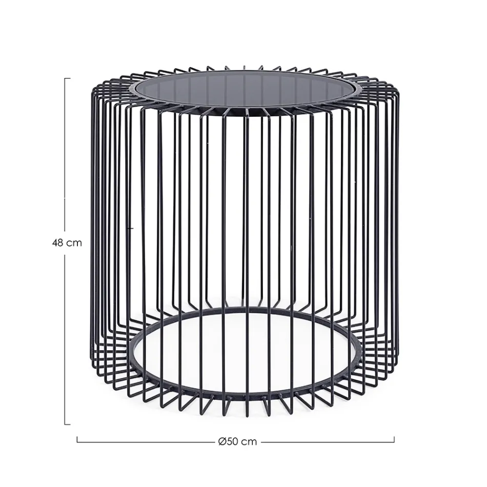 Round Coffee Table in Painted Steel and Tempered Glass - Apuleio Viadurini