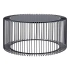 Round Coffee Table in Painted Steel and Tempered Glass - Apuleio Viadurini