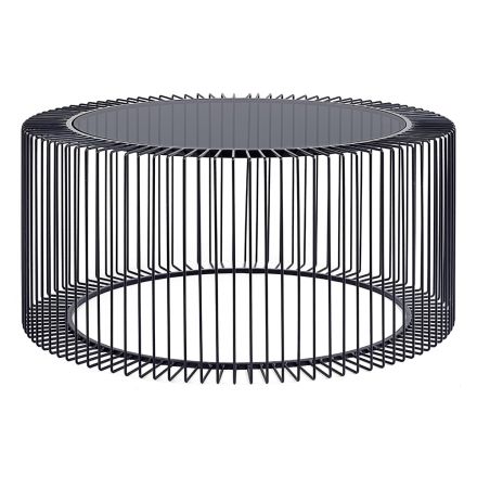 Round Coffee Table in Painted Steel and Tempered Glass - Apuleio Viadurini