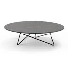 Round Lounge Coffee Table in Luxury Marble Effect Metal and Glass - Magali Viadurini