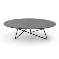 Round Coffee Table for Lounge in Metal and Glass with Luxury Marble Effect - Magali