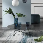 Round Lounge Coffee Table in Luxury Marble Effect Metal and Glass - Magali Viadurini