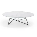 Round Lounge Coffee Table in Luxury Marble Effect Metal and Glass - Magali Viadurini