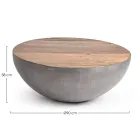 Round Coffee Table in Recycled Wood and Steel White or Grey - Genoveffa Viadurini