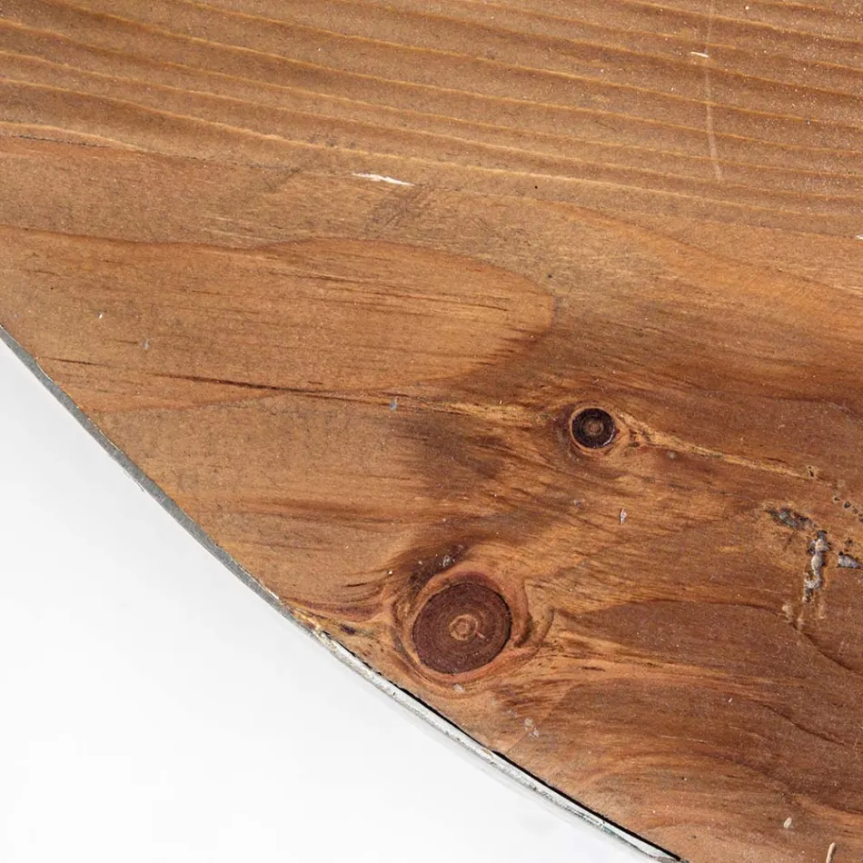 Round Coffee Table in Recycled Wood and Steel White or Grey - Genoveffa Viadurini