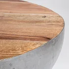Round Coffee Table in Recycled Wood and Steel White or Grey - Genoveffa Viadurini