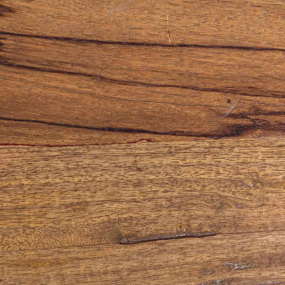 Round Coffee Table in Recycled Wood and Steel White or Grey - Genoveffa Viadurini