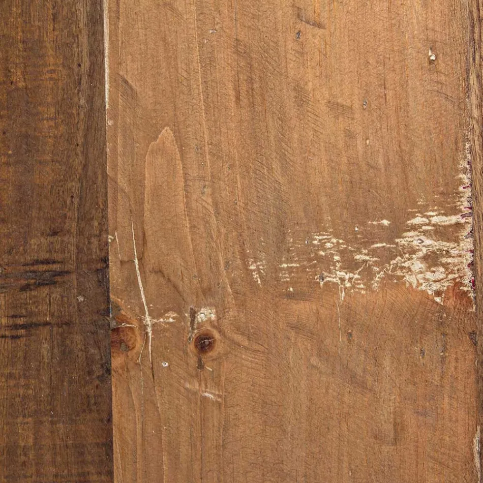 Round Coffee Table in Recycled Wood and Steel White or Grey - Genoveffa Viadurini