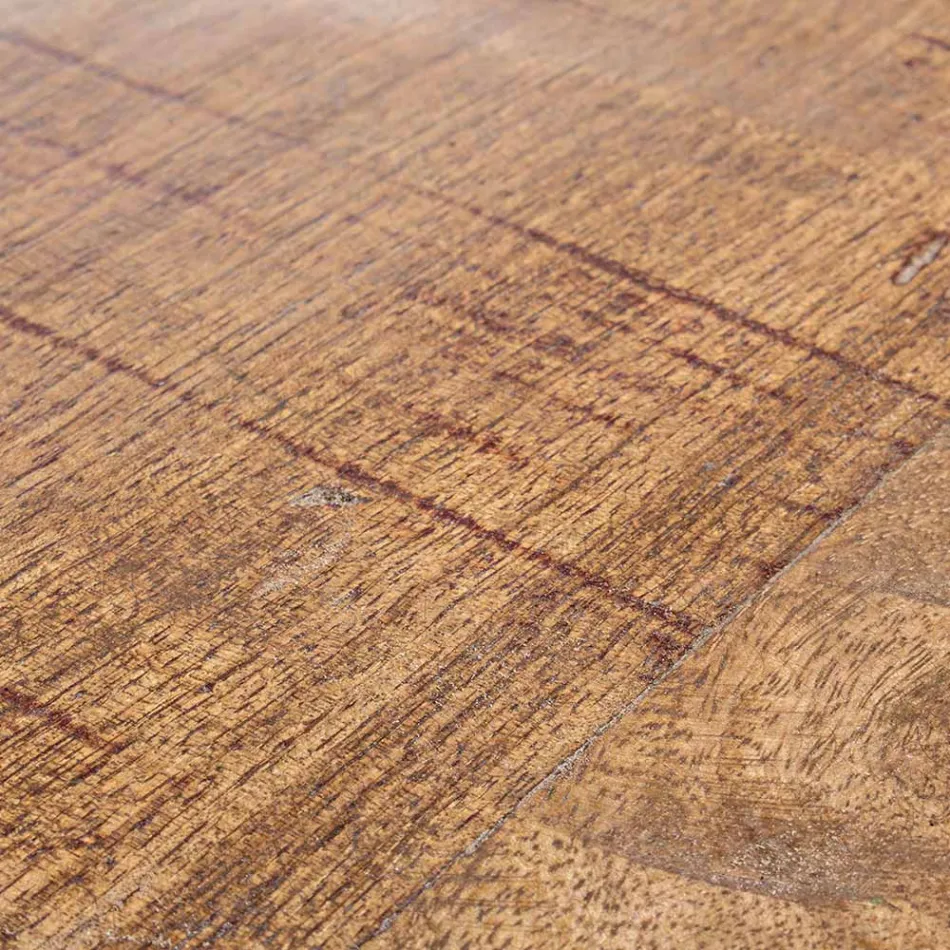 Round Coffee Table in Recycled Wood and Steel White or Grey - Genoveffa Viadurini