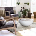 Round Coffee Table in Recycled Wood and Steel White or Grey - Genoveffa Viadurini