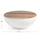 Round Coffee Table in Recycled Wood and Steel White or Grey - Genoveffa Viadurini