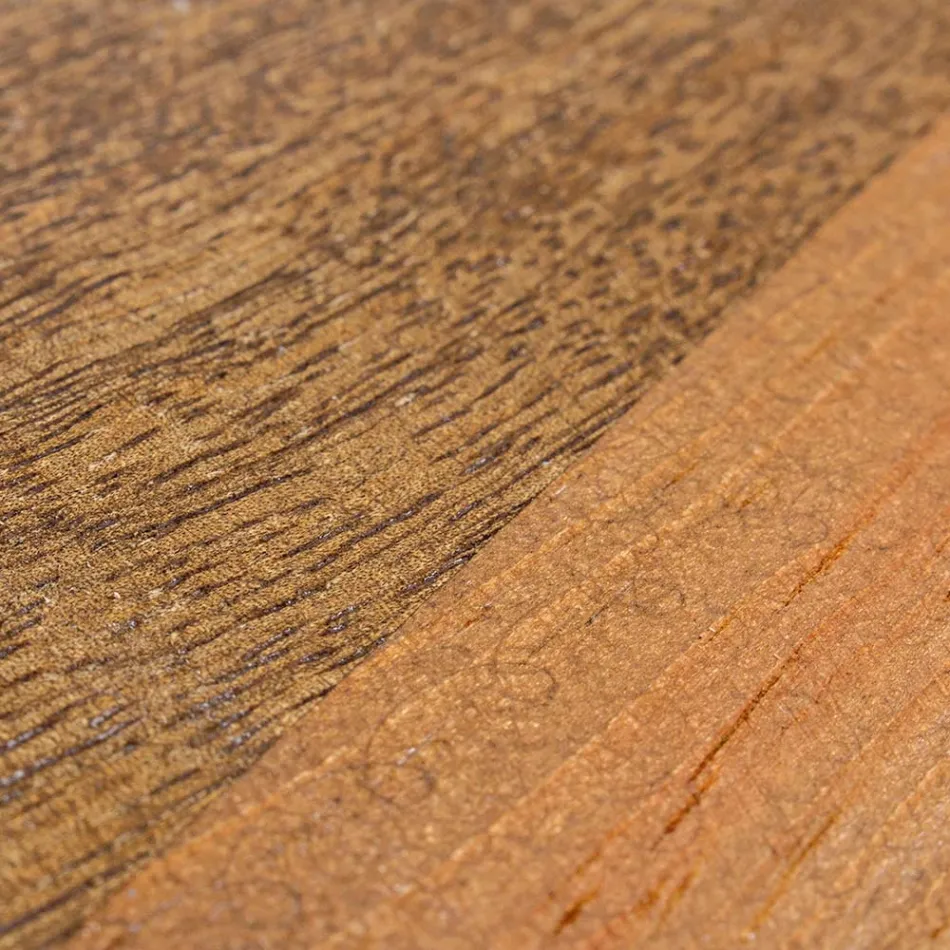 Round Coffee Table in Recycled Wood and Steel White or Grey - Genoveffa Viadurini