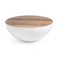 Round Coffee Table in Recycled Wood and Steel White or Grey - Genoveffa