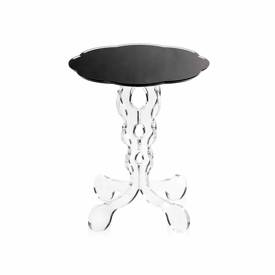 Round black coffee table 36 cm modern design Janis, made in Italy Viadurini