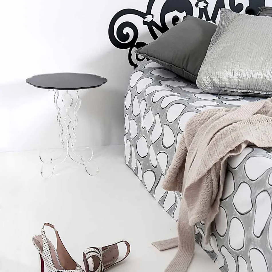 Round black coffee table 36 cm modern design Janis, made in Italy Viadurini