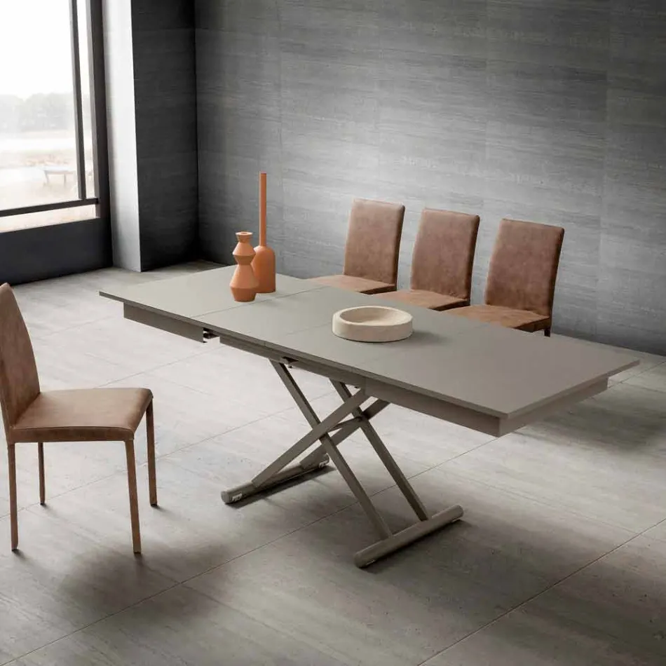 Transformable Lounge Coffee Table in Fenix and Metal Made in Italy - Chiano Viadurini