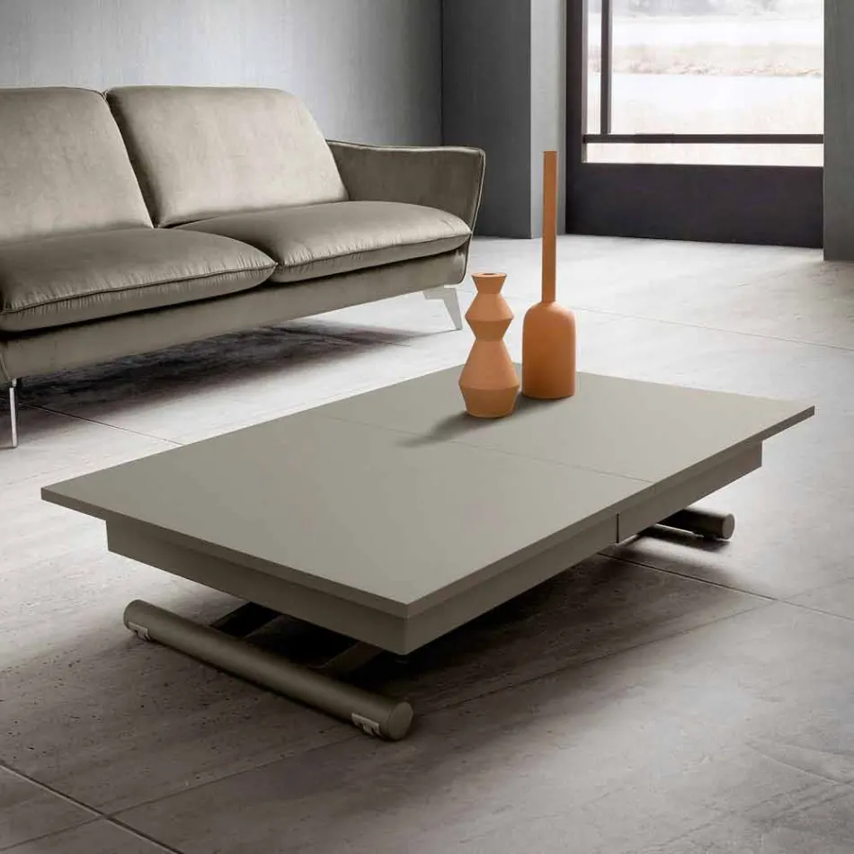 Transformable Lounge Coffee Table in Fenix and Metal Made in Italy - Chiano Viadurini