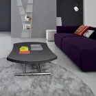 Transformable Coffee Table in Round Metal and Glass Dining Table - Giordana Viadurini