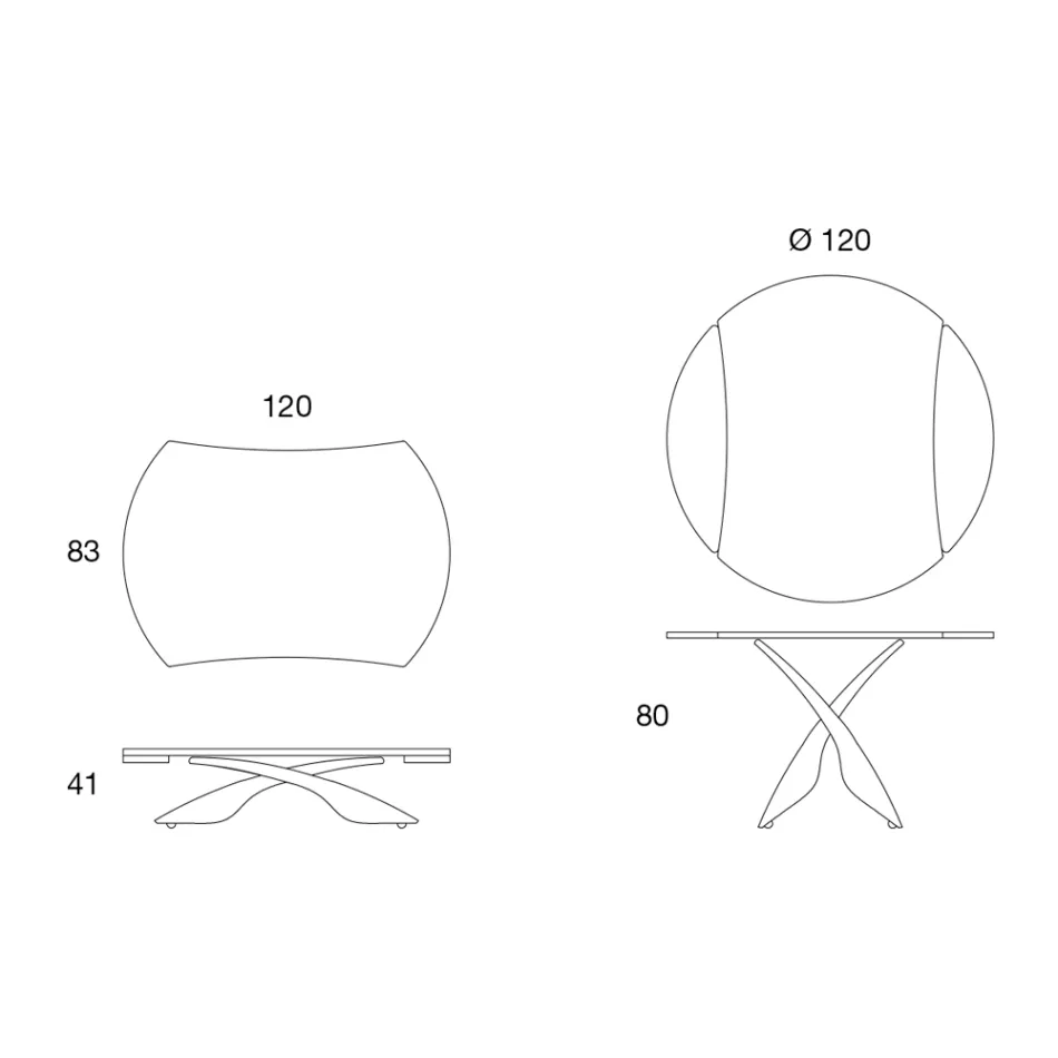 Transformable Coffee Table in Metal and Glass Lounge Table - Giordano Viadurini