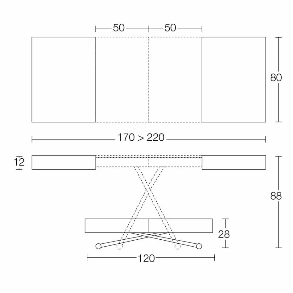 Modern Transformable Coffee Table with Malta Effect Top Made in Italy - Patroclus Viadurini