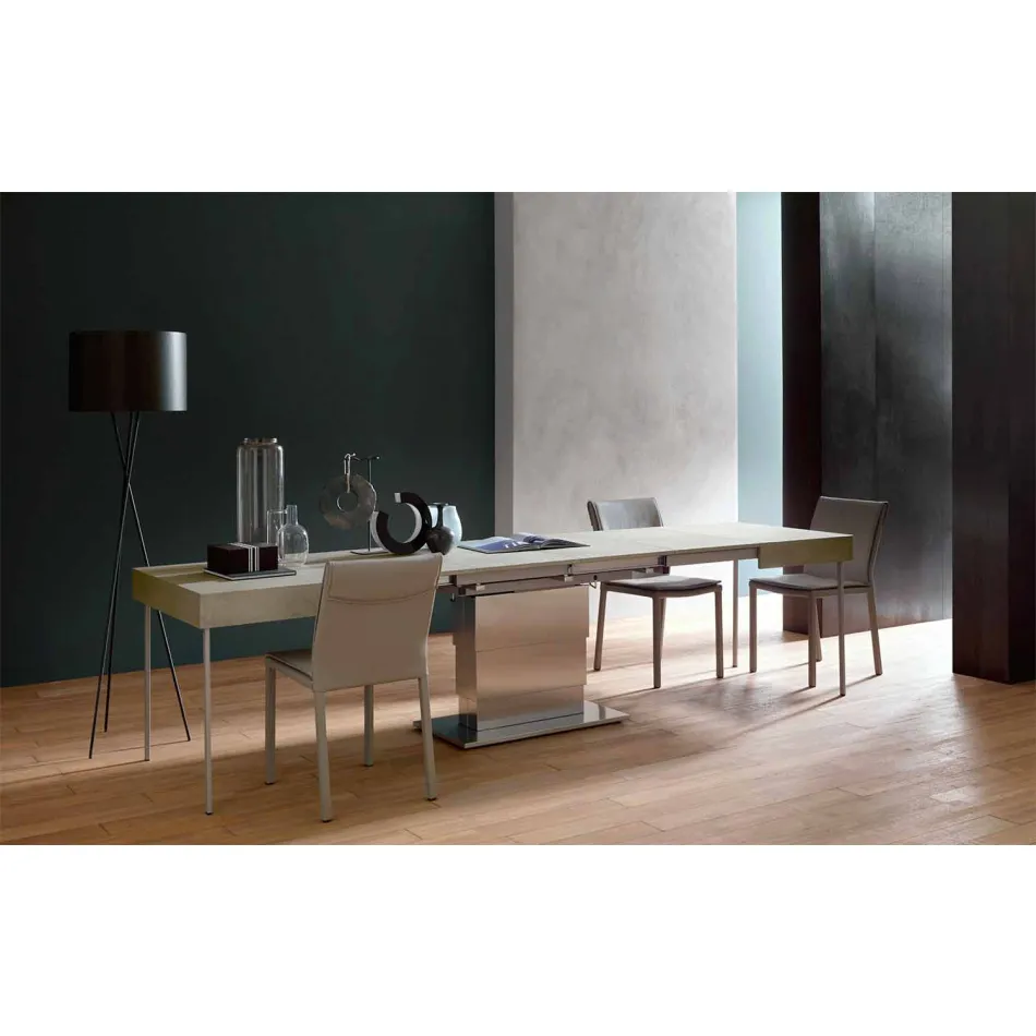 Modern Transformable Coffee Table with Mortar Effect Top Made in Italy - Salomon Viadurini