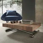 Modern Transformable Coffee Table in Wood and Metal, Made in Italy - Spirit Viadurini