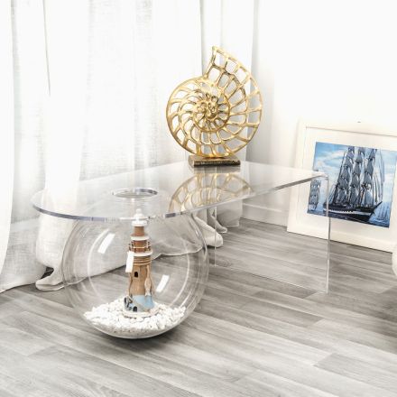 Transparent modern design coffee table L90xH40xP48 cm Bolly, made in Italy Viadurini