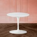 Tulip Eero Saarinen H 39 Coffee Table with White Liquid Laminate Top Made in Italy - Scarlet