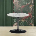 Tulip Coffee Table Eero Saarinen H 39 with Round Top in Arabescato Marble Viadurini