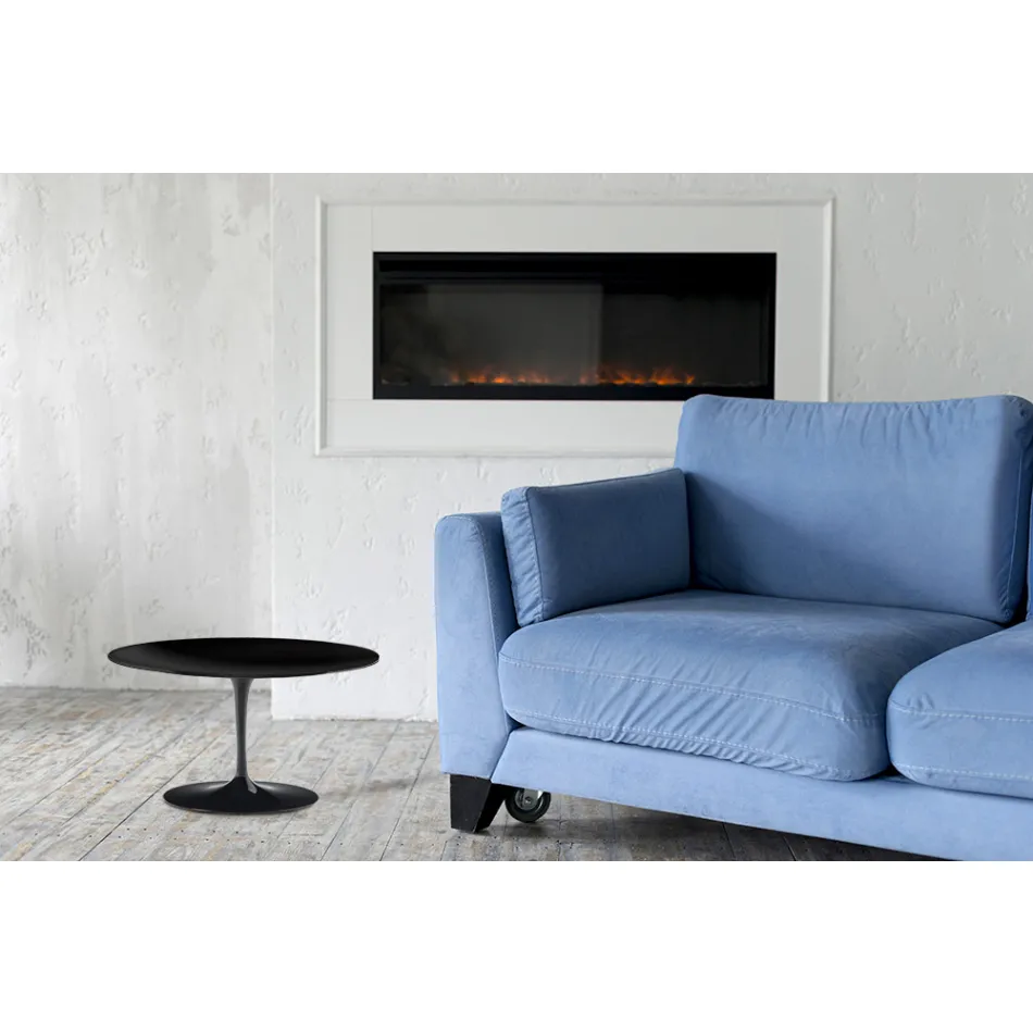 Tulip Coffee Table Eero Saarinen H 39 Oval in Black Liquid Laminate Made in Italy - Scarlet Viadurini