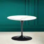 Tulip Coffee Table Eero Saarinen H 41 in Calacatta Michelangelo Ceramic Viadurini